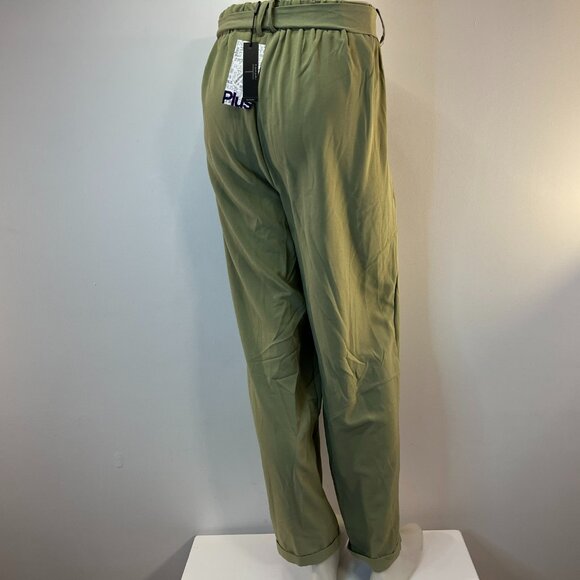 Tahari Women's Sage Green Front Tie Pleated Pants - Size 1X - NWT - Picture 6 of 6
